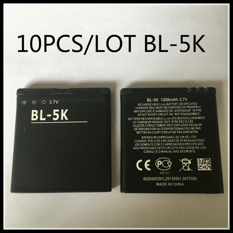 

10PCS/LOT bateria BL-5K Replacement Battery For Nokia N85 N86 C7 C7-00 X7 X7-00 battery 5K bl5k