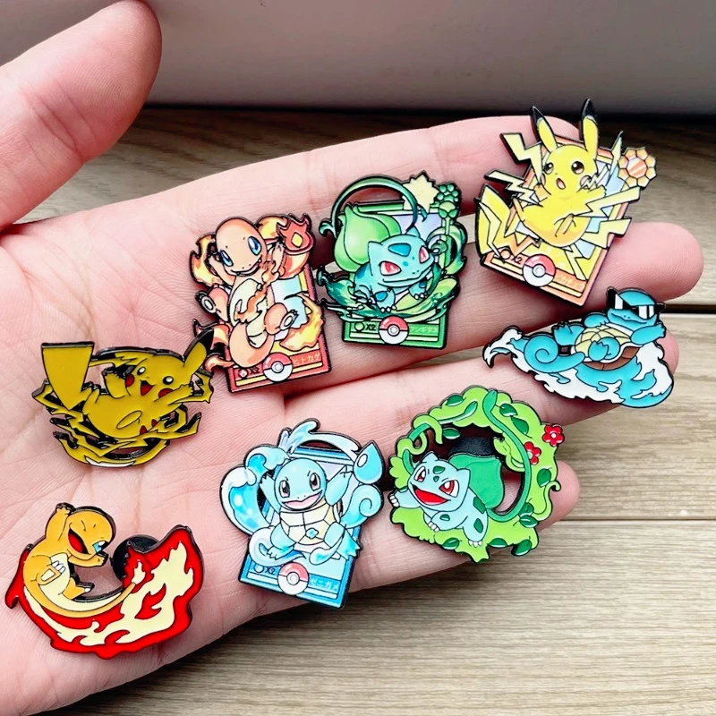 8pcs Set Cute Cartoon Animals Pikachu Charmander Anime Enamel Pin Badges Fashion Brooches Jewelry for Backpack Accessory Gifts