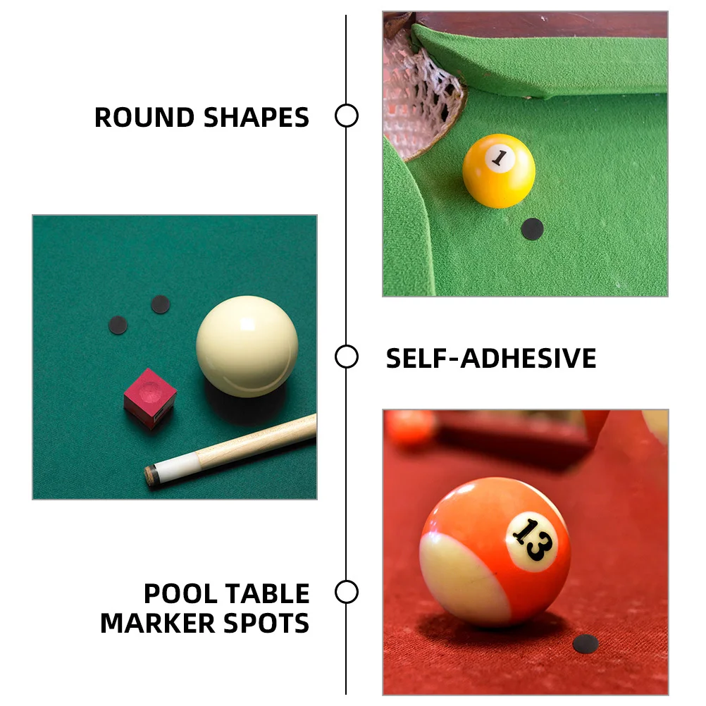 

3 Sheets Pool Table Black Dots Billiard Dot Stickers Self-Adhesive Round Markers for Snooker Club Table Supplies