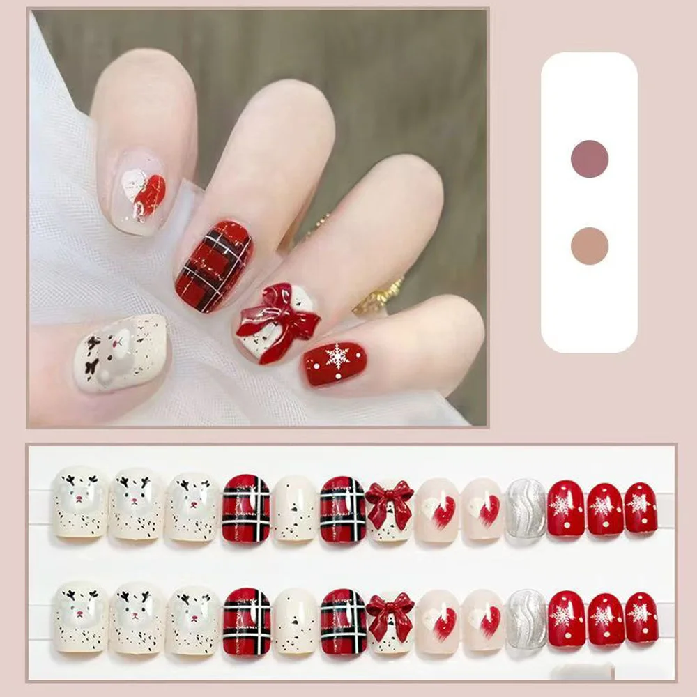 2024 New Nail Art Pure Handmade Christmas Holiday Pattern Autumn And Winter Wear Nail Piece Finished Patch