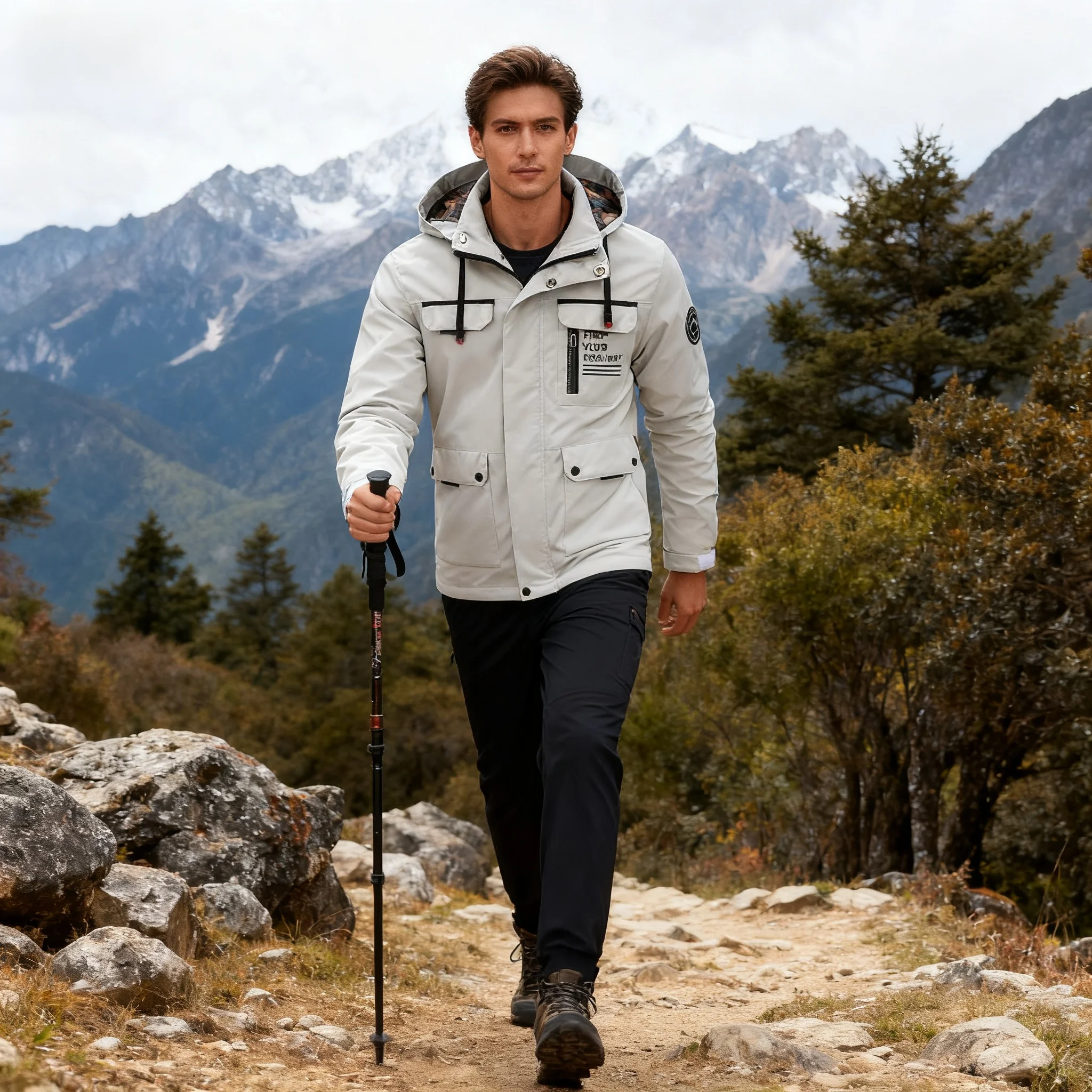 

2025 модная мужская повседневная ветровка, куртка с капюшоном, мужская непромокаемая уличная осенне-зимняя верхняя одежда, теплая одежда