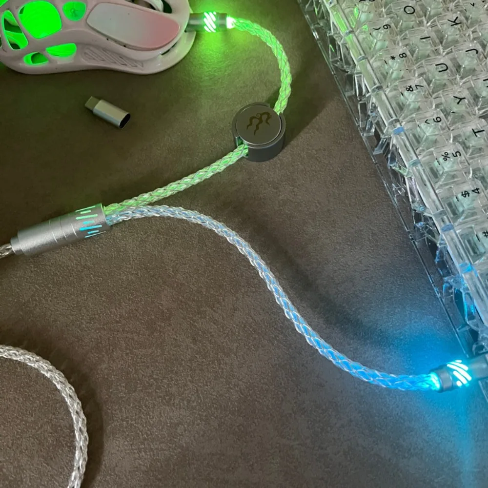 Magnetic Control Switch Cable RGB Gradient Light Effect 1 To 2 8K Double Type C For Keyboard Cable Single Crystal Copper