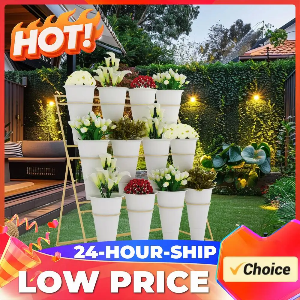 

Набор из 12 конических подставок для растений, белые пластиковые конические вазоны большой вместимости для дома, патио, балкона, сада