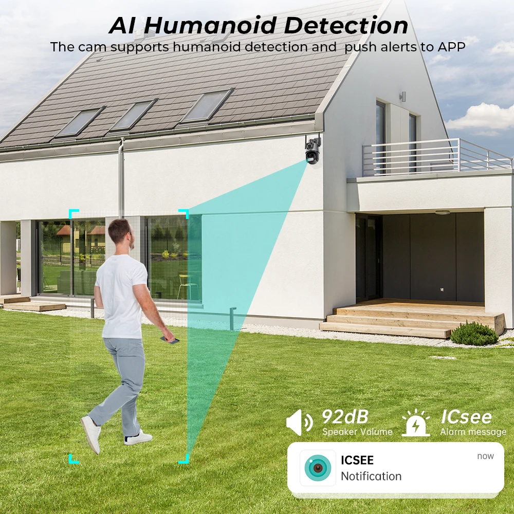 ビデオ監視カメラ,CCTV,8mp,4k,wifi,ip,4xズーム,デュアルレンズ,360度,デュアルスクリーン,ptz,自動追跡