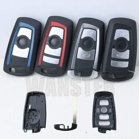 3 4 Bottons 자동차 스마트 키 Fob 케이스 쉘 교체 BMW F 3 5 7 시리즈 X3 X5 F10 F20 F30 F40 E90 E92 E93 CAS4 FEM EWS5 블루