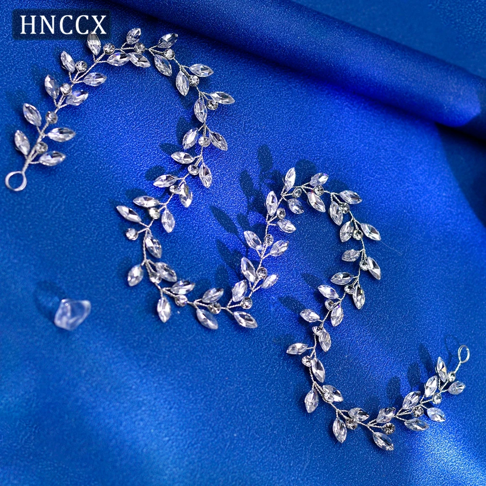 HNCCX Bridal Rhinestone Headband Bride Headpiece Women Hair Tiara Handmade Hair Vine Long Hair Accessories For Wedding CP394