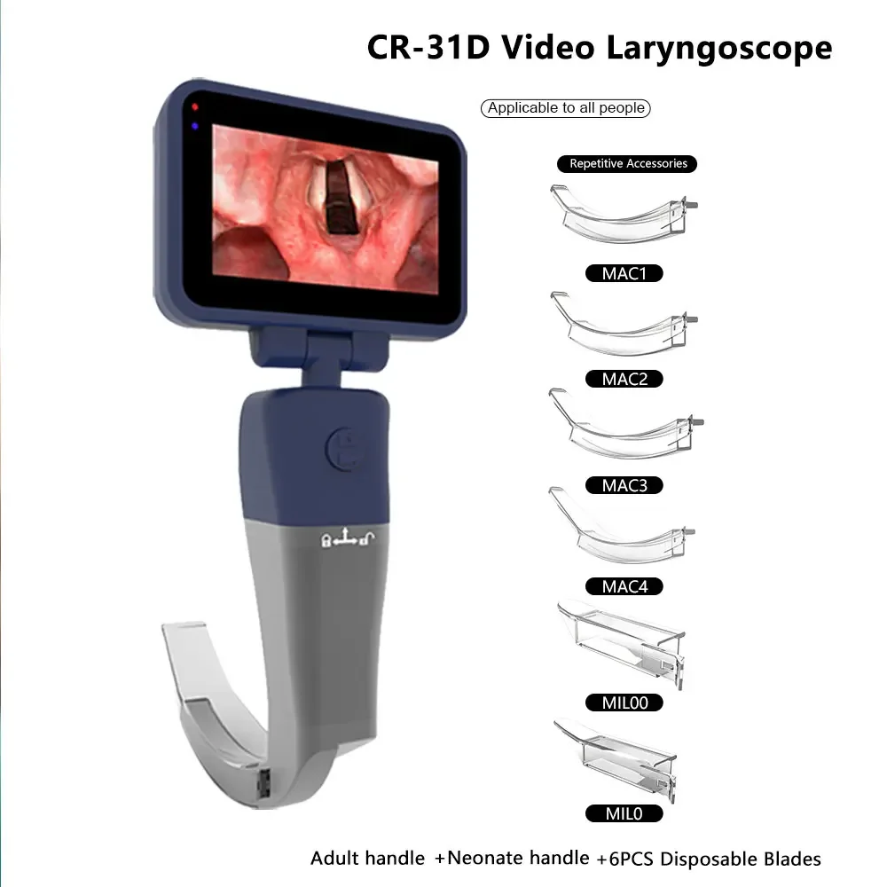 SH-VL3D Video Laryngoscope Adult Neonate Handle  6 PCS Blades 3.0