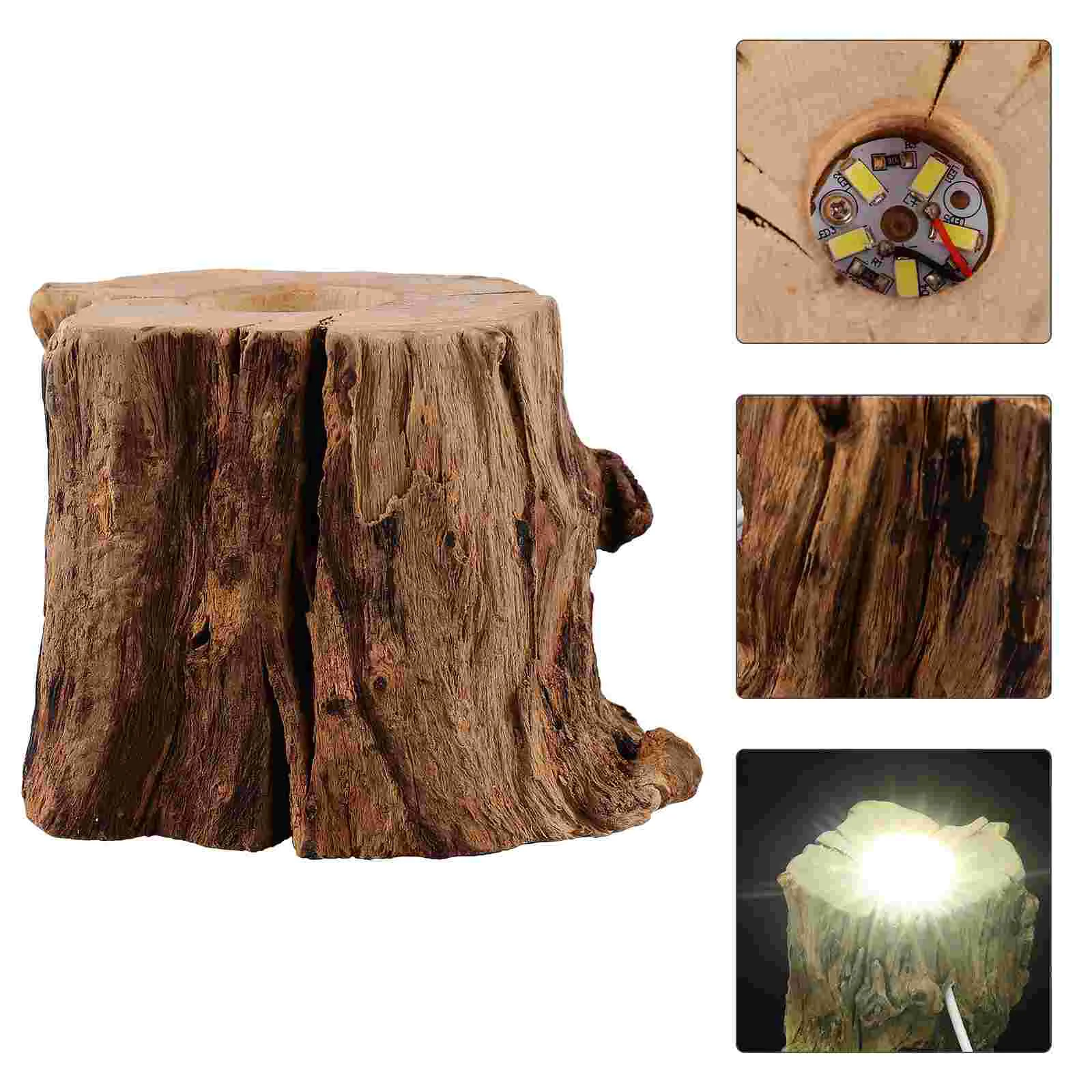 

Crystal Ball Wooden Base Tree Stump LED Light Stands for Display Night Lighted Table