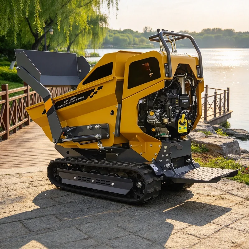 Self Loading Mini Tracked Dumper 500kg Hydraulic Crawler Dump Cart All Terrain for Farm Garden Slope Muddy Road