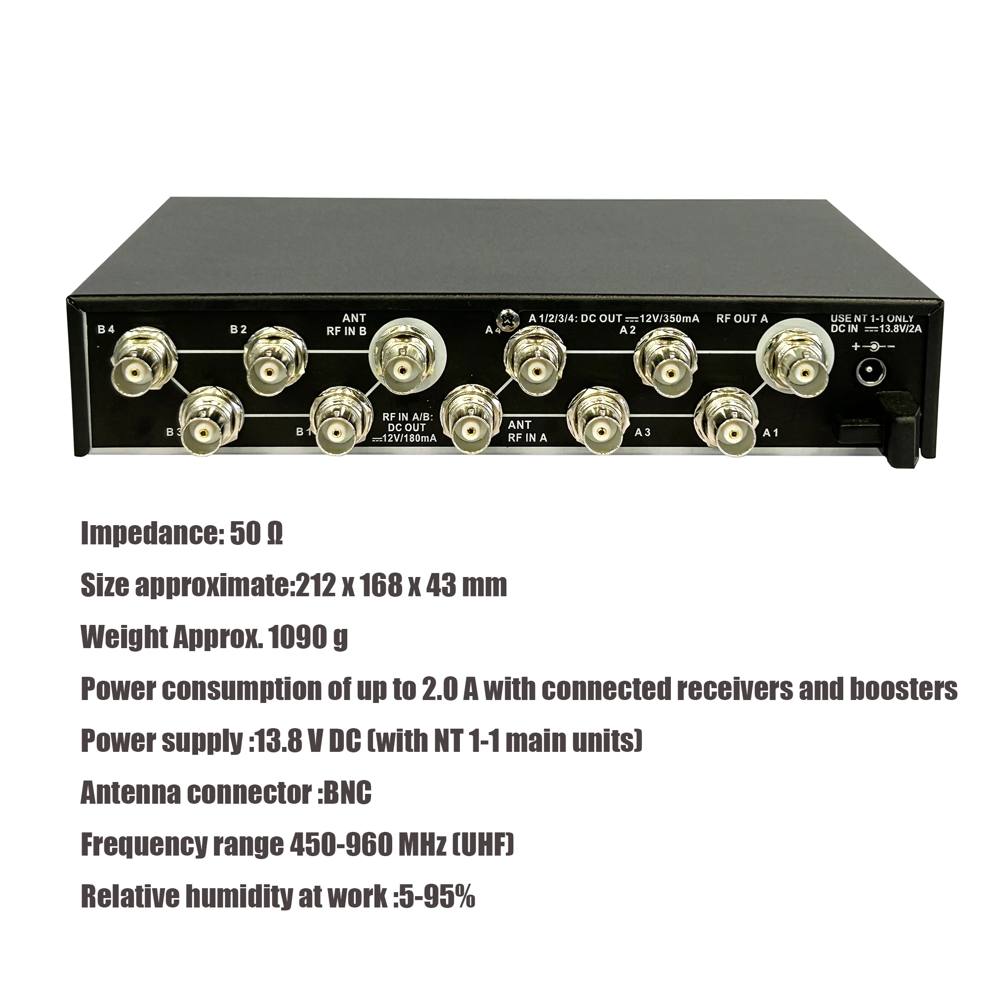 Leicozic ASA214 8 قنوات UHF Distribuidor De Antena RF الفاصل نظام توزيع هوائي المتتالي للميكروفون اللاسلكي