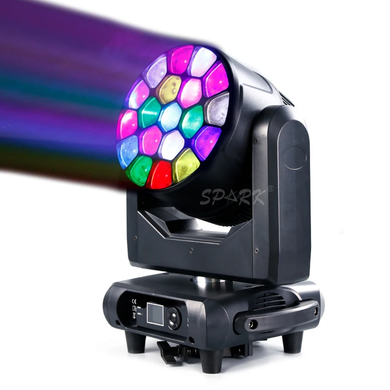 

Big Bee Eye 19x40W RGBW Zoom Wash Moonflower LED Moving Head Stage Lights for Stage Club Wedding Party LB