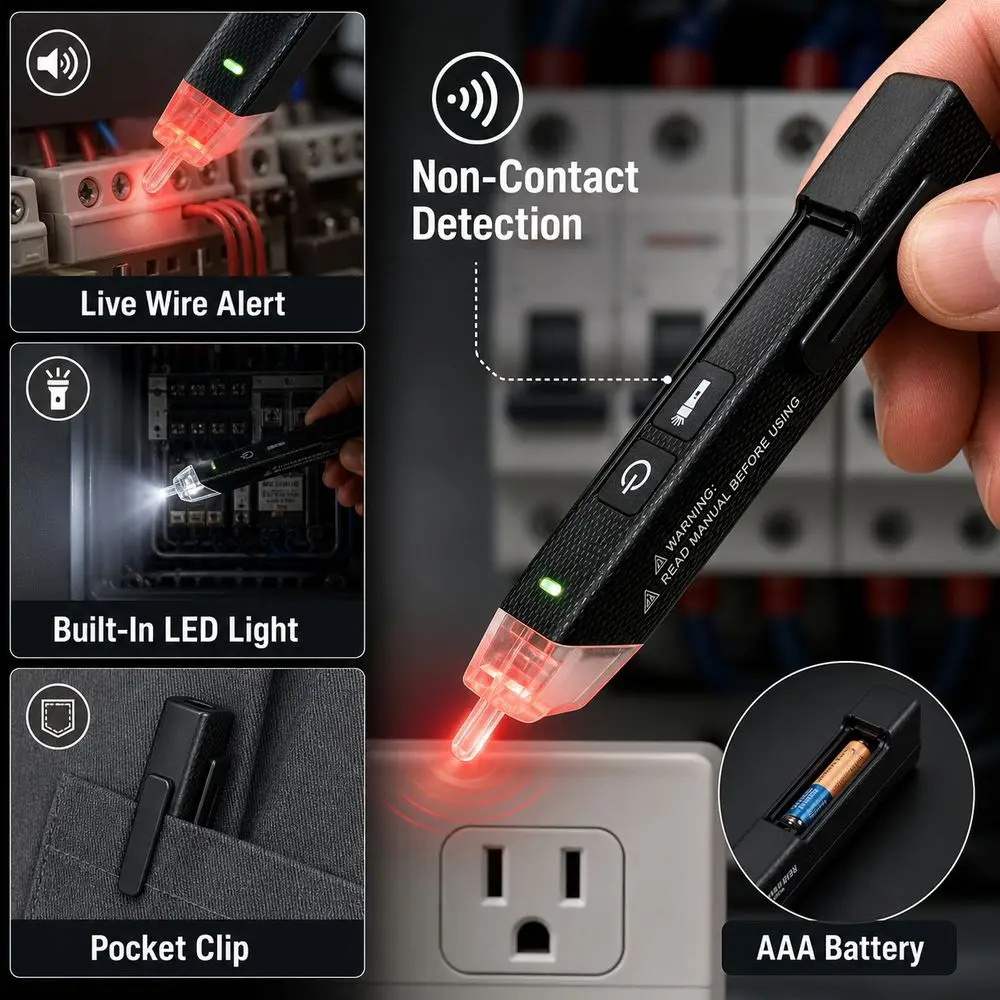 Non Contact Tester Voltage Tester Pen LED Light ABS Plastic Electrical Tester Pen Sound Alarm Live Wire Testing