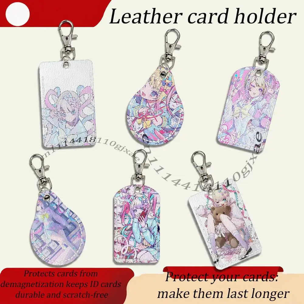 K-Kangel Needy Streamer Overload Rectangle ID Card Case Keychain Access Card Bag Key Tag Ring Leather Card Holder Key Ring