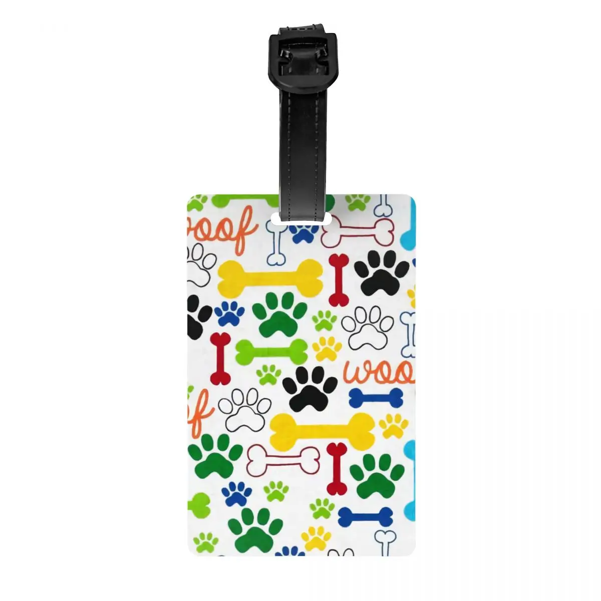 Pet Dog Paws And Bones Pop Art Luggage Tag Animal Cartoon Footprint Suitcase Baggage Privacy Cover ID Label