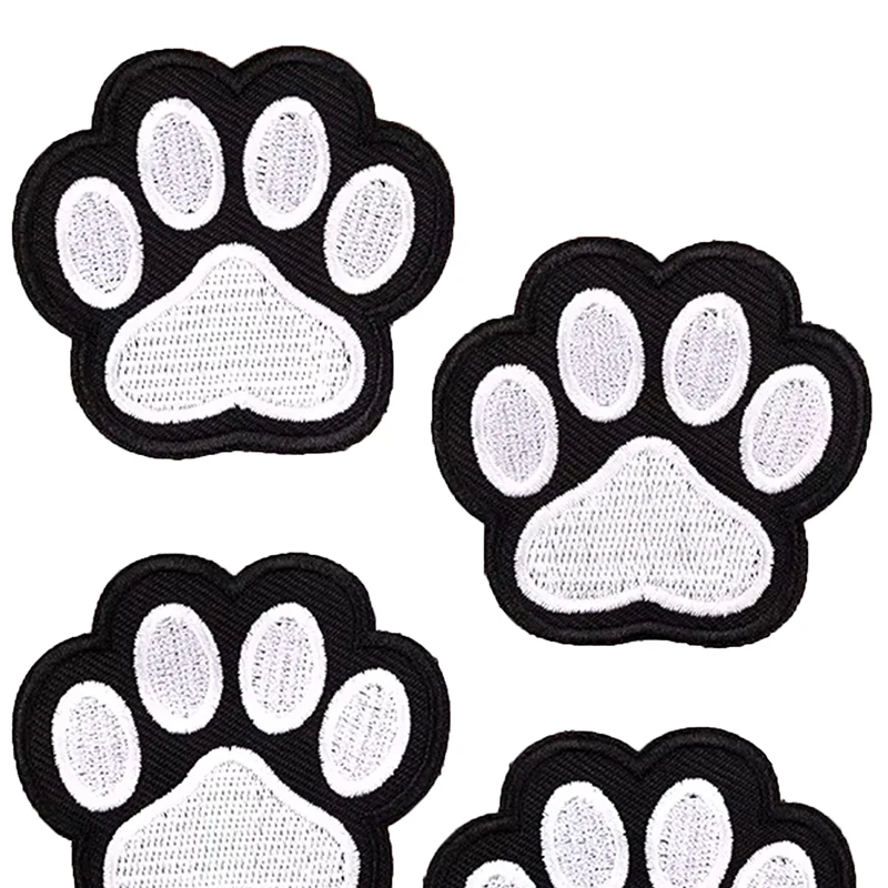 5pcs Dog Paw Embroidered Patches Iron On Patches Girls Boys Clothes Stickers Sewing Backpack Cute Cat Claw Badge Accessories