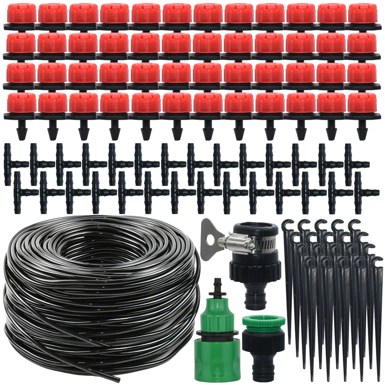 

5M-30M Automatic Micro Drip Irrigation Garden Hose Watering System Kits & Adjustable Nozzle Mister Dripper Greenhouse Lawn Yard