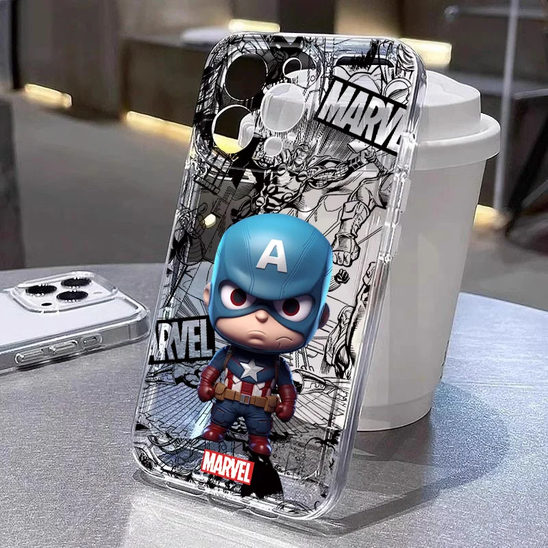 Marvel Hero Captain America For Realme10 9 C30 53 63 Narzo50 Find X5 Reno12 11 10 8 7 6 Pro Plus Transparent Space Phone Case