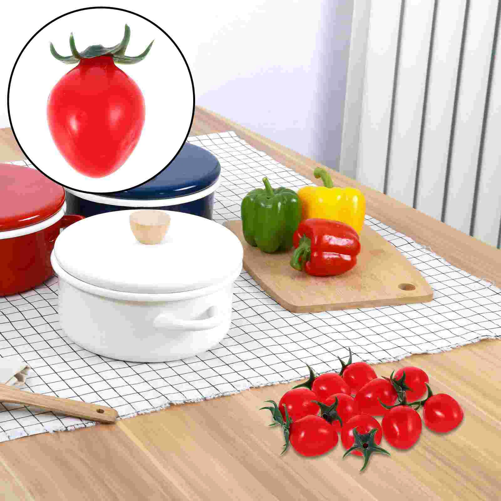 10 Pcs Simulated Cherry Tomatoes Kitchen Fake Fruit Artificial Education Toys Soft Pvc Children's Simulation