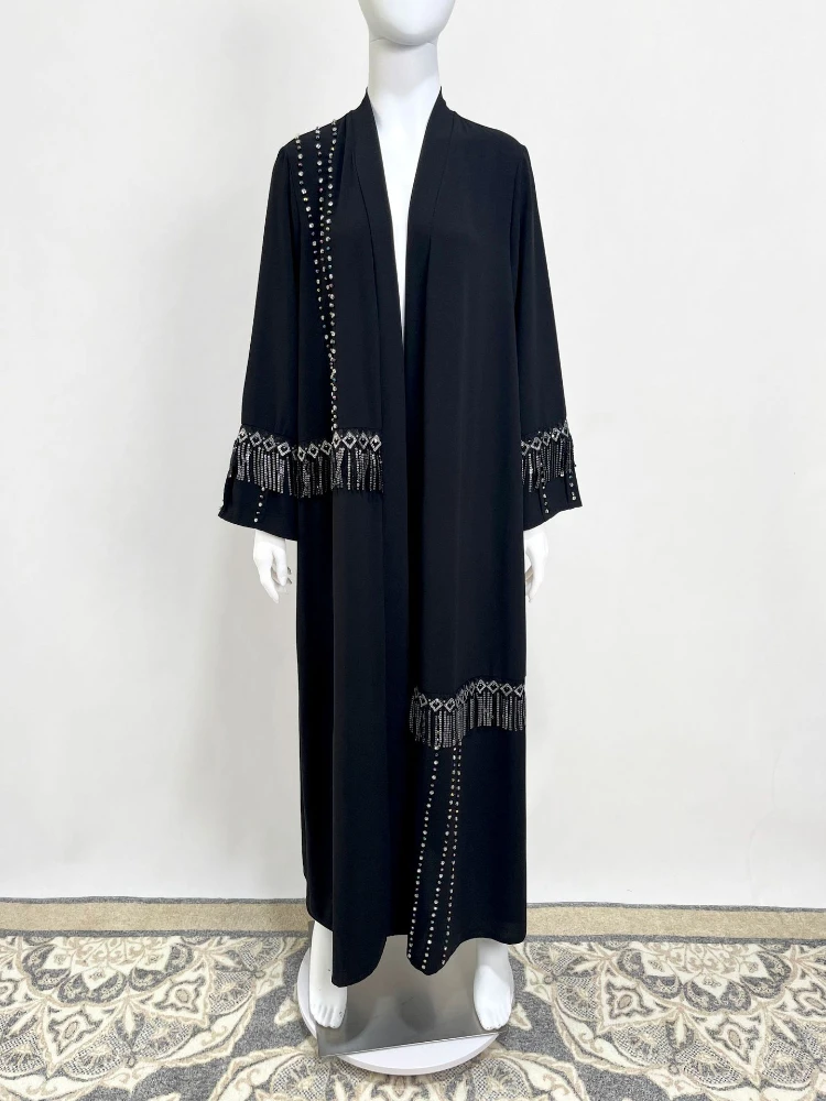 Eid Arab Muslim Party Abayas  for Women Dress Tassel Sleeve Jalabiya Long Dresses Kaftan Vestidos Dubai Ramadan Gown Robe 2024