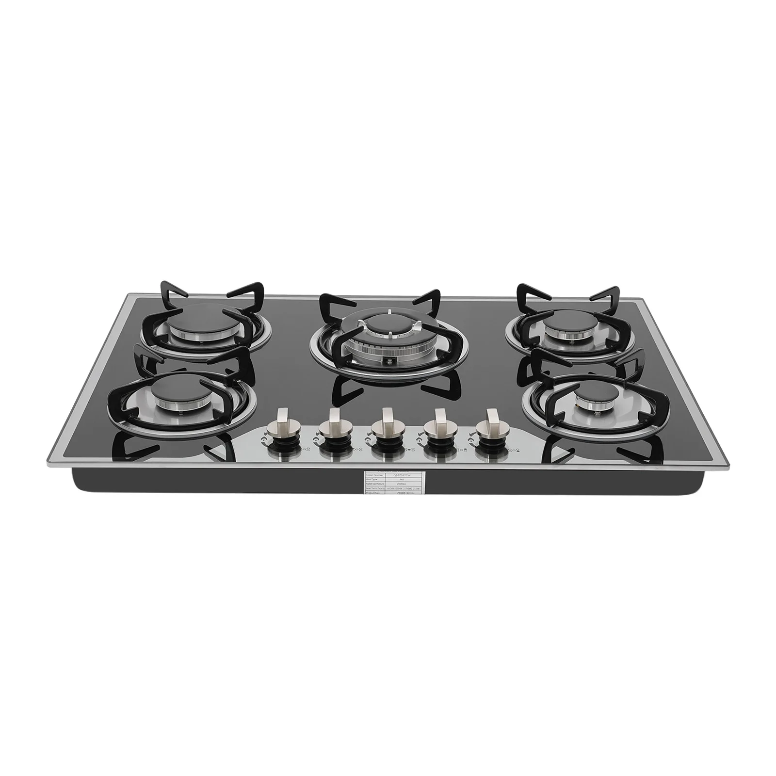 

Five Burner Built In Gas Cooktop Dual Gas Compatible High Temperature Resistant Panel Reliable Pulse Ignition Stable Combustion Multiple Firepower Options Practical Knob Operation Sturdy Structure Ideal For Home Kitchen Cooking Use