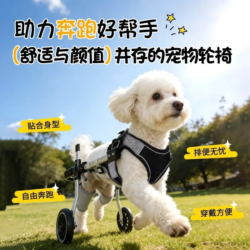 Adjustable Dog Wheelchair Hind Leg Support - 4-Wheel Mobility Cart with Harness for Senior/Disabled Pets Rehabilitation