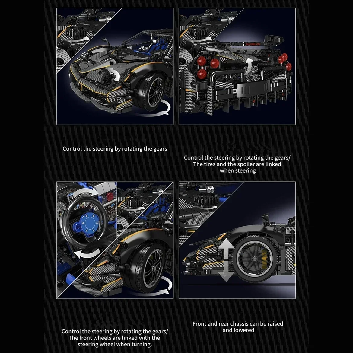 금형 킹 13182 기술 자동차 빌딩 블록, Huayra 스포츠 레이싱 카 모델 조립 1:8 자동차 장난감, 어린이 크리스마스 선물