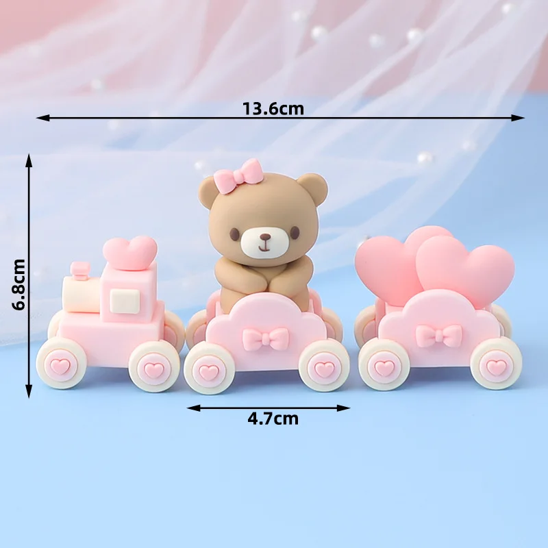 Birthday Cake Topper Pink Blue Bow Bear Train Dolls Cake Decoration Baby Boy Girl 1st Birthday cake toppers baby shower Supplies