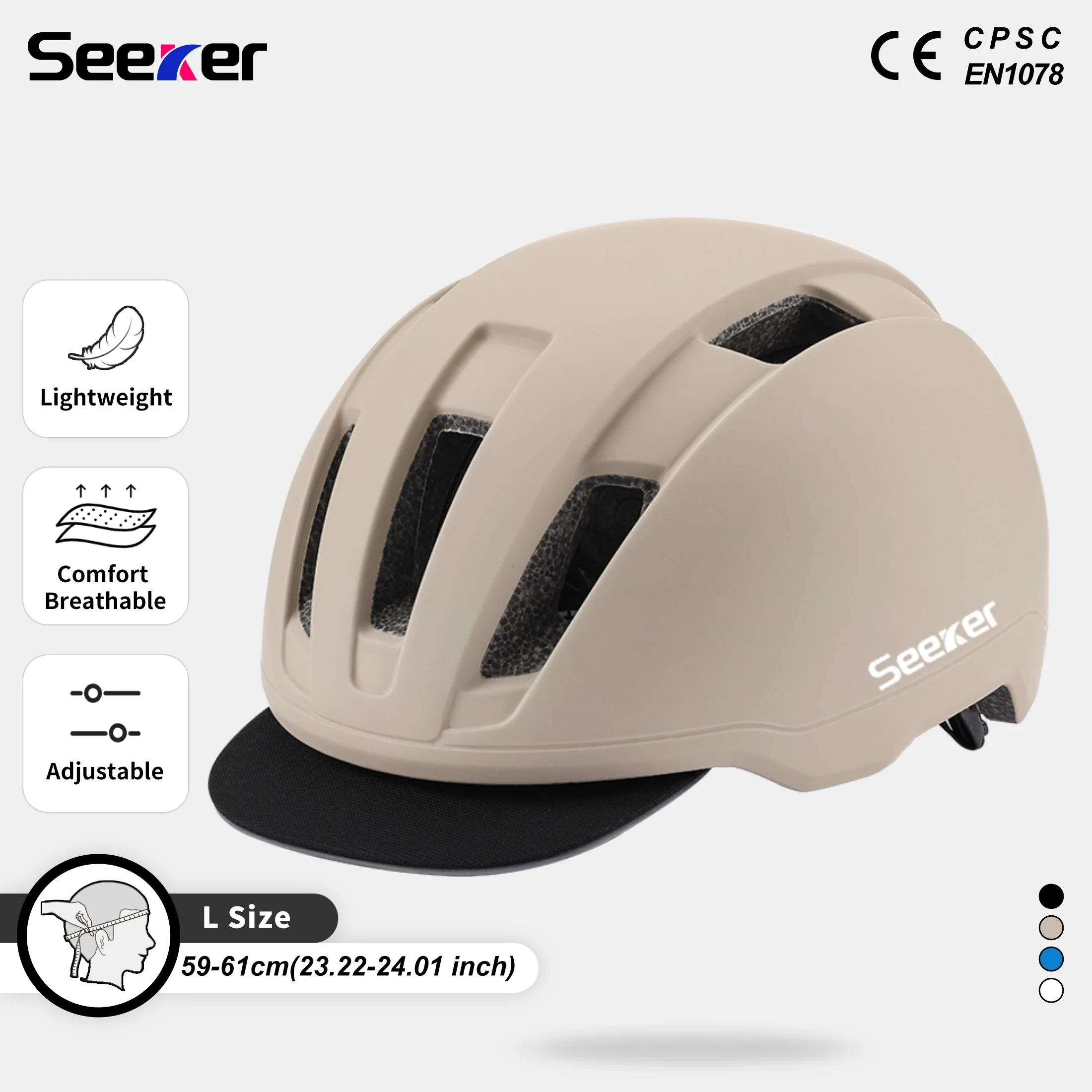 Seeker Lightweight Road Bike Helmet All-in-one Bike Helmet for Men and Women Adjustable Commuter Adult Riding Safety Helmets