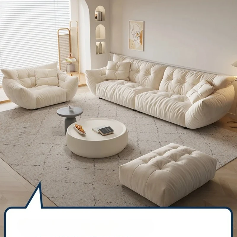 

Cream style fabric sofa living room modern simple latex small apartment