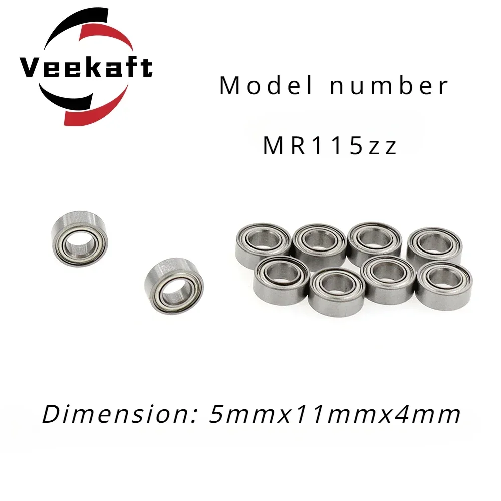 

Veekaft High Precision Miniature Bearings MR115zz Size: 5mmx11mmx4mm 10pcs Suitable for Electric Motors, Machine Parts