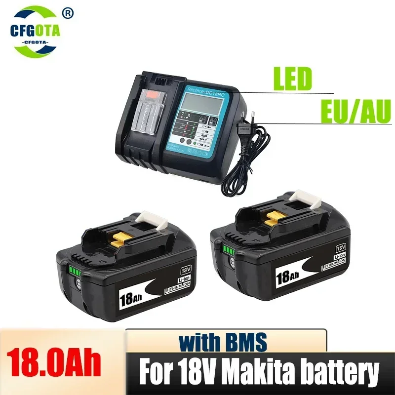 

With 18v Charger BL1860 Rechargeable Battery 18V 18000mAh Lithium Ion for Makita 18v Battery BL1840 BL1850 BL1830 BL1860B