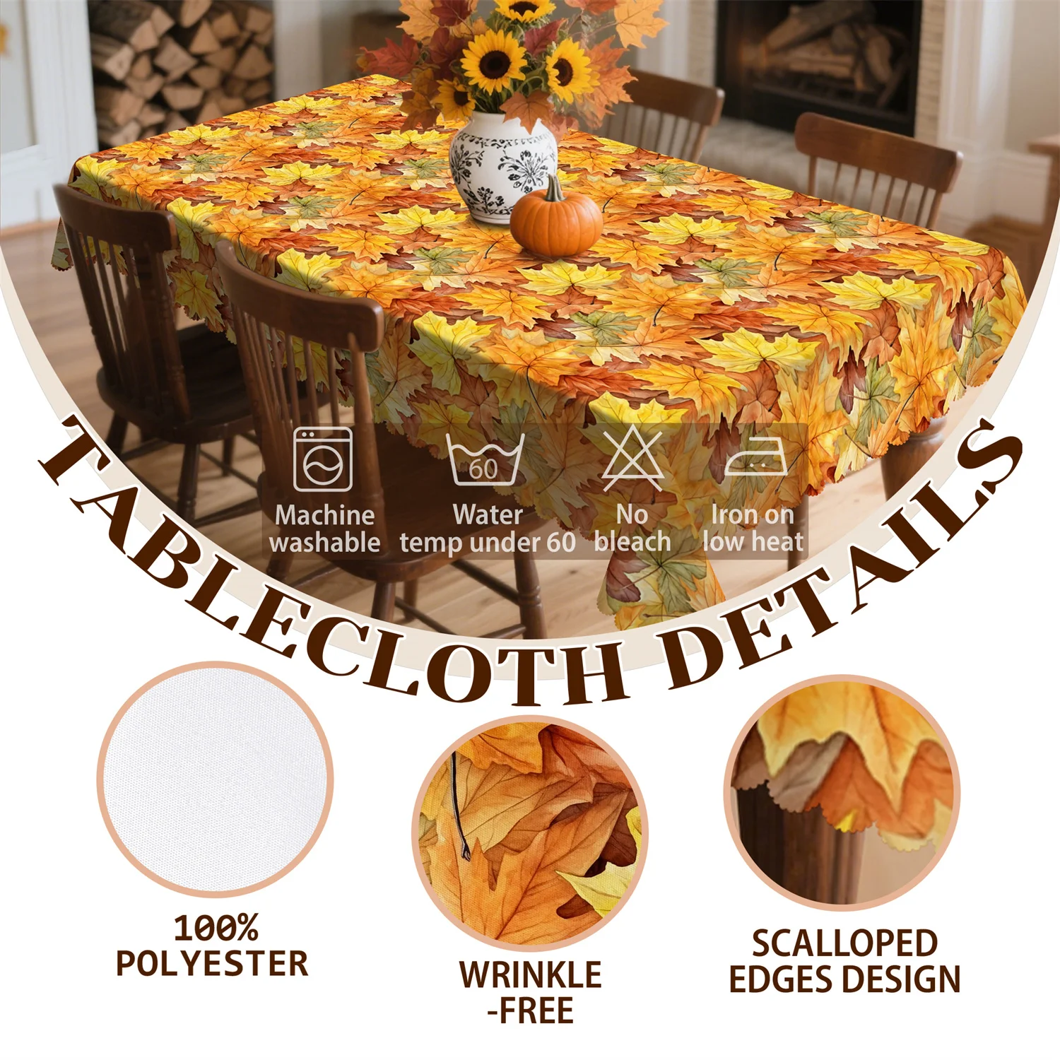 One pack of maple leaf autumn tablecloth, suitable for indoor and outdoor furniture decoration at Thanksgiving party.xzj