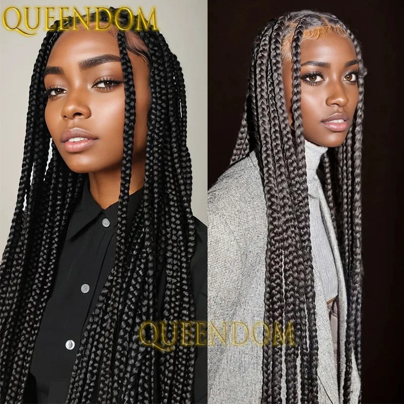 

36 Inch Long Lace Synthetic Braid Wig Full Lace Jumbo Box Braids Goddess Wig Knotless Handmade Crochet Cornrow Plait Braided Wig