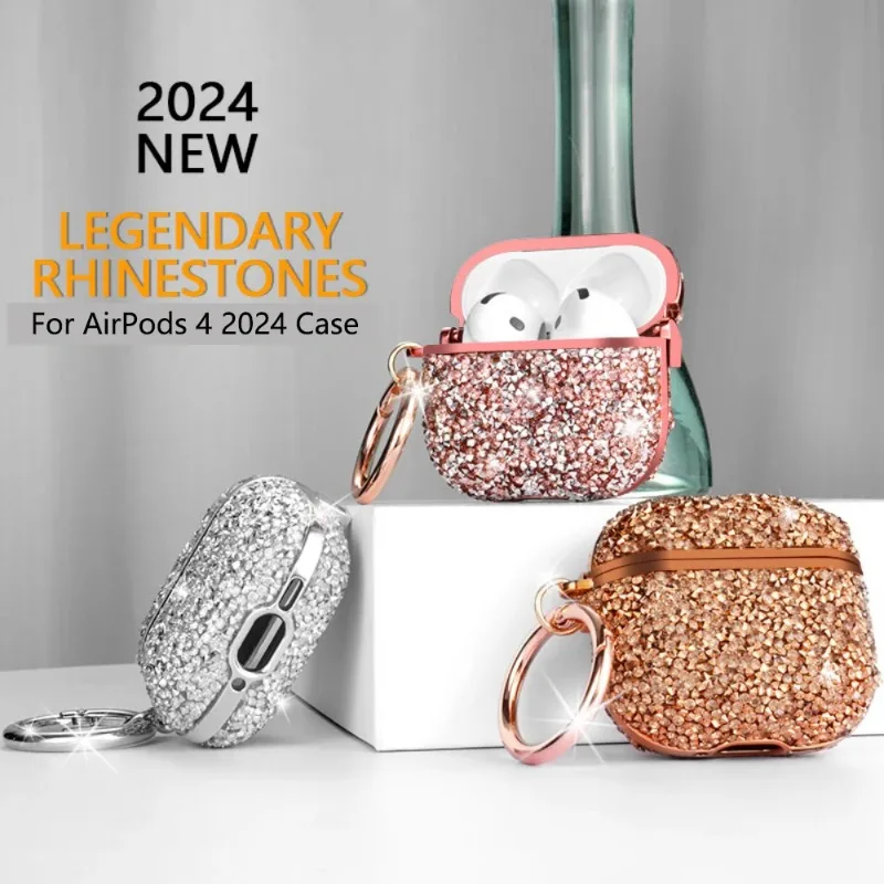 

Glitter Diamond TPU Earphone Cases For Airpods 4 AirPods Pro 2 2nd 3 3rd 1 Rhinestone Earphones Cover With Hook For Airpods Pro
