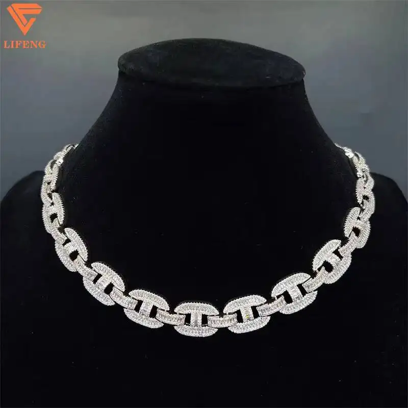 Fashion Style Jewelry 925 Sterling Silver Vvs Moissanite Cuban Chain Hip Hop Men Pendant Necklaces Men's