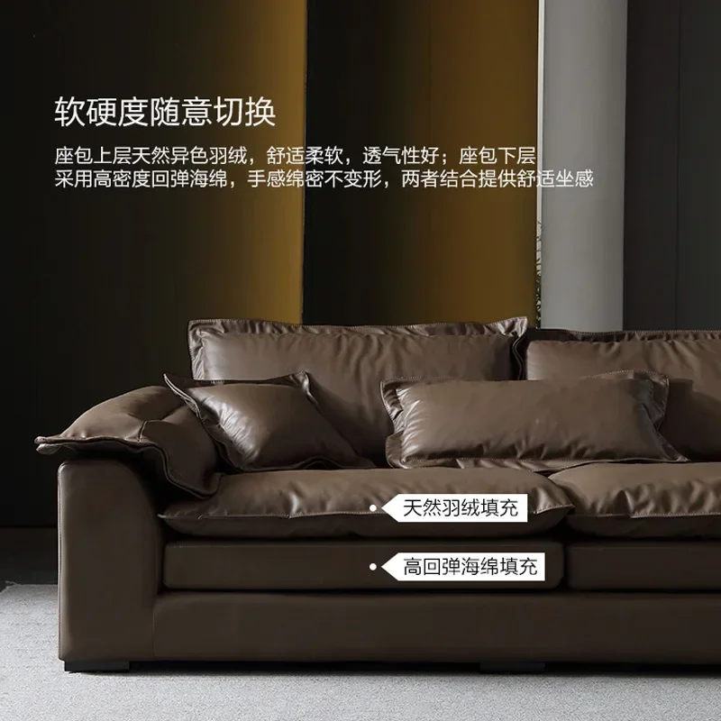 Italian light luxury large flat corner concubine sofa giant brown