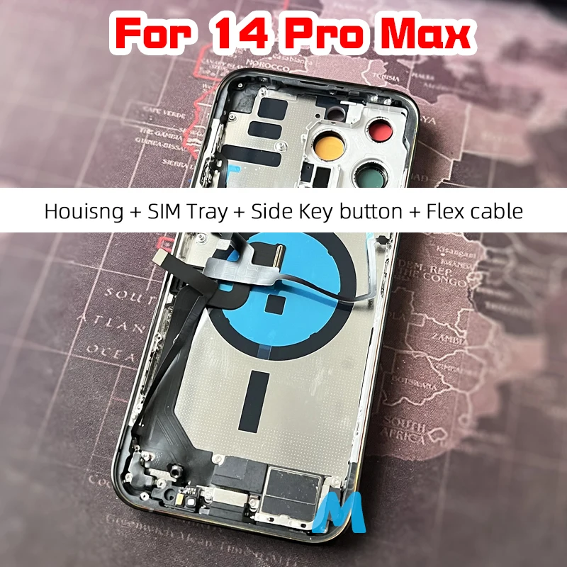 

High Quality For Iphone 14 Pro Max Back Cover Housing Battery Middle Chassis Frame Assembly Door Rear Glass with Flex Cabl