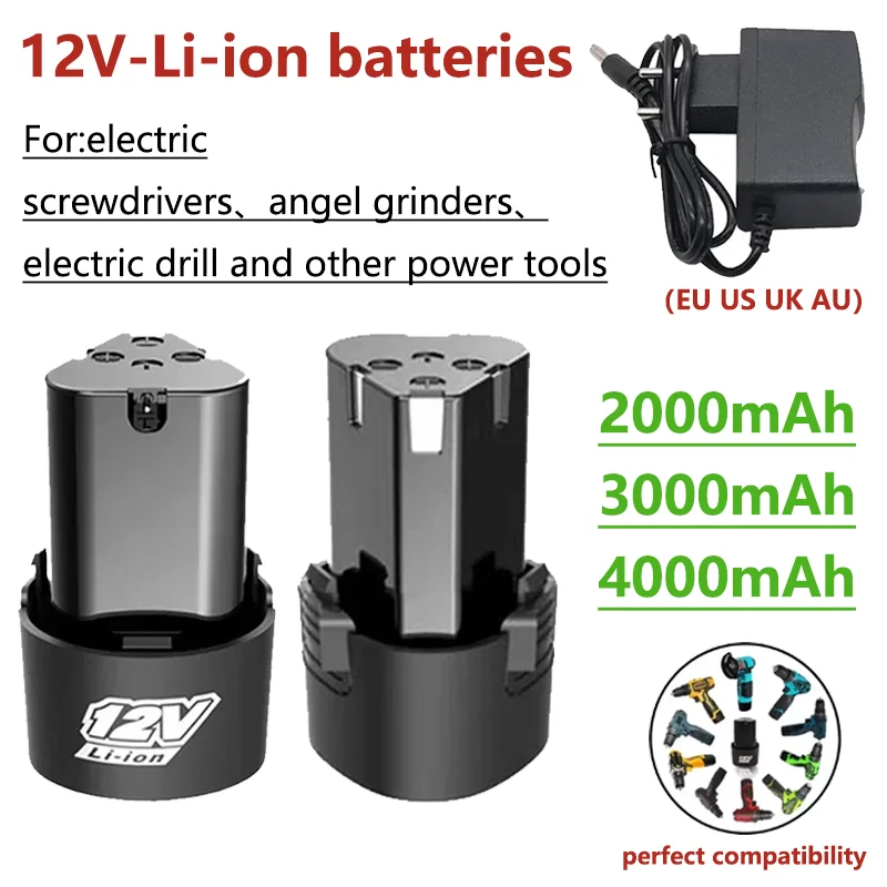 Nueva batería de litio recargable de alta capacidad de 12V adecuada para taladros eléctricos, destornilladores, amoladoras angul