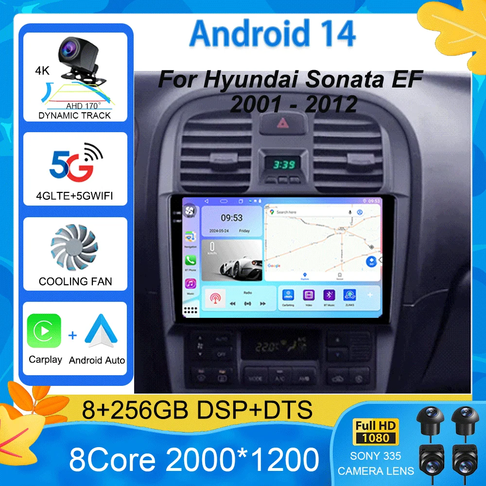 

Android 14 Car Radio For Hyundai Sonata EF 2001 - 2012 Multimedia Video Player Navigation stereo GPS No 2din 2 din dvd