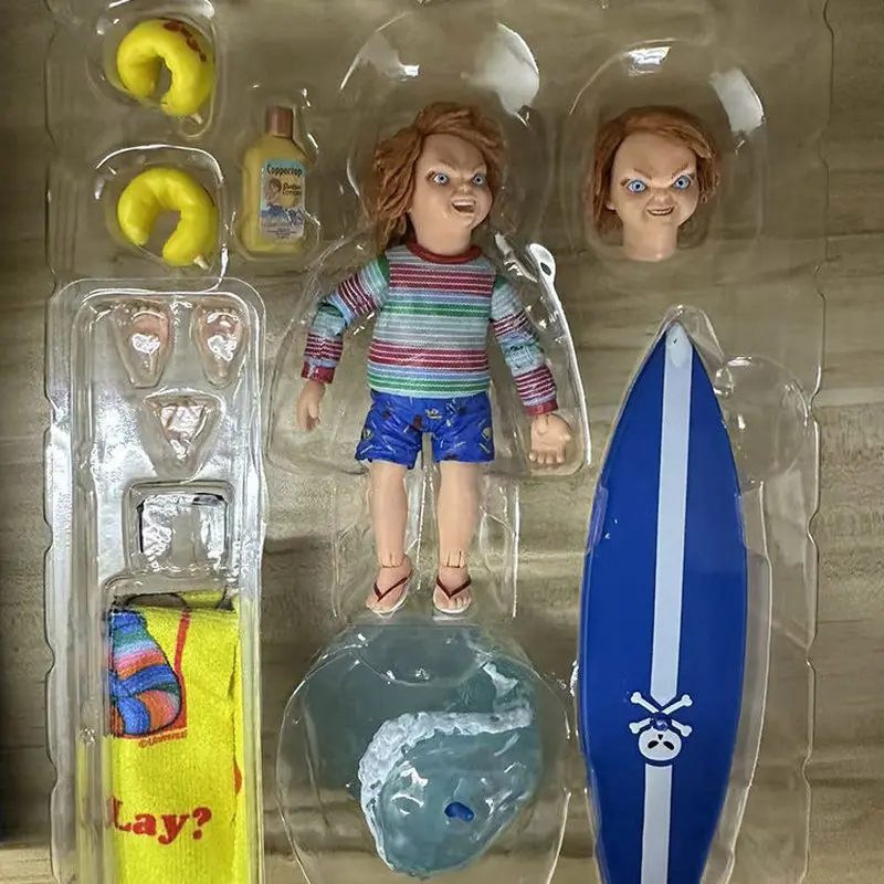 Série de films de jeu pour enfants, personnage de poupée Chucky, figurine d'action, modèle surf, accessoires d'ornement de bureau, jouet, cadeaux périphériques