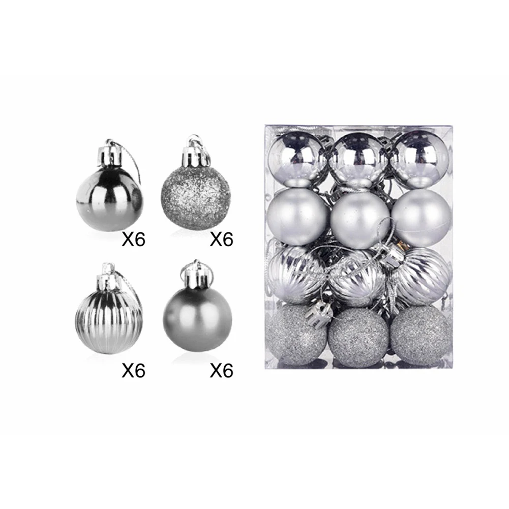 24 Pcs Christmas Balls Glitter Decorations 2023 Baubles Tree Hanging Pendant For Home Christmas Party Wedding Decor 30mm