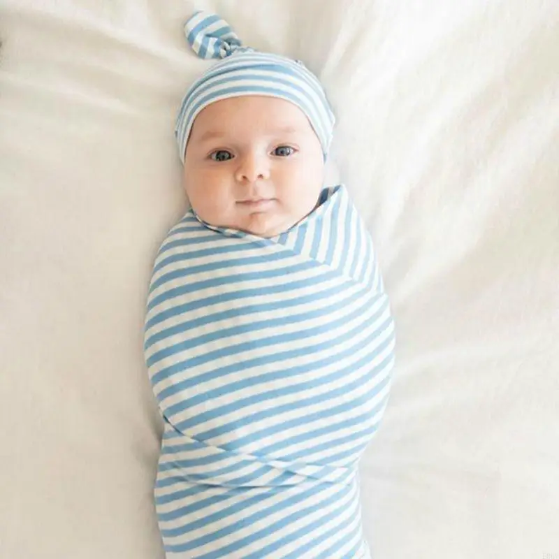 E06F Baby Swaddle Blanket and Hat mengatur kantong tidur bayi untuk bayi baru lahir 4 warna