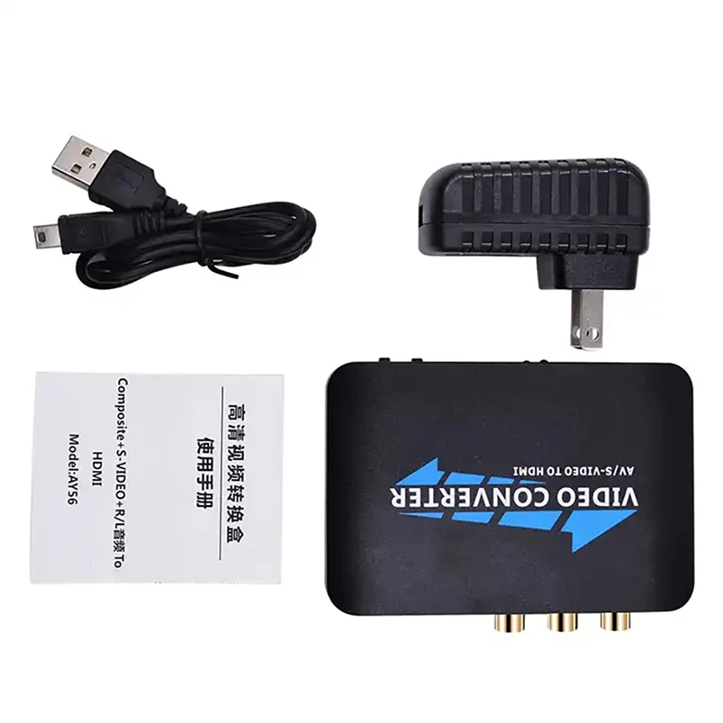 1080P AV CVBS RCA/S-Video to HDMI Converter Video Audio HUB Adapter Box HDTV AV/S-Video To HDMI for DVD VCR PS2 PS3 Xbox