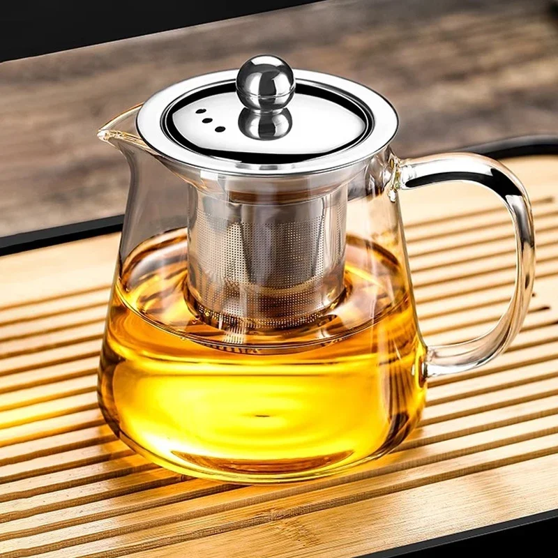 Heat Resistant Glass Teapot for Induction Cooker Tea Kettle With Stainless Steel Strainer Infuser Kung Fu Teawear Glass Teapot