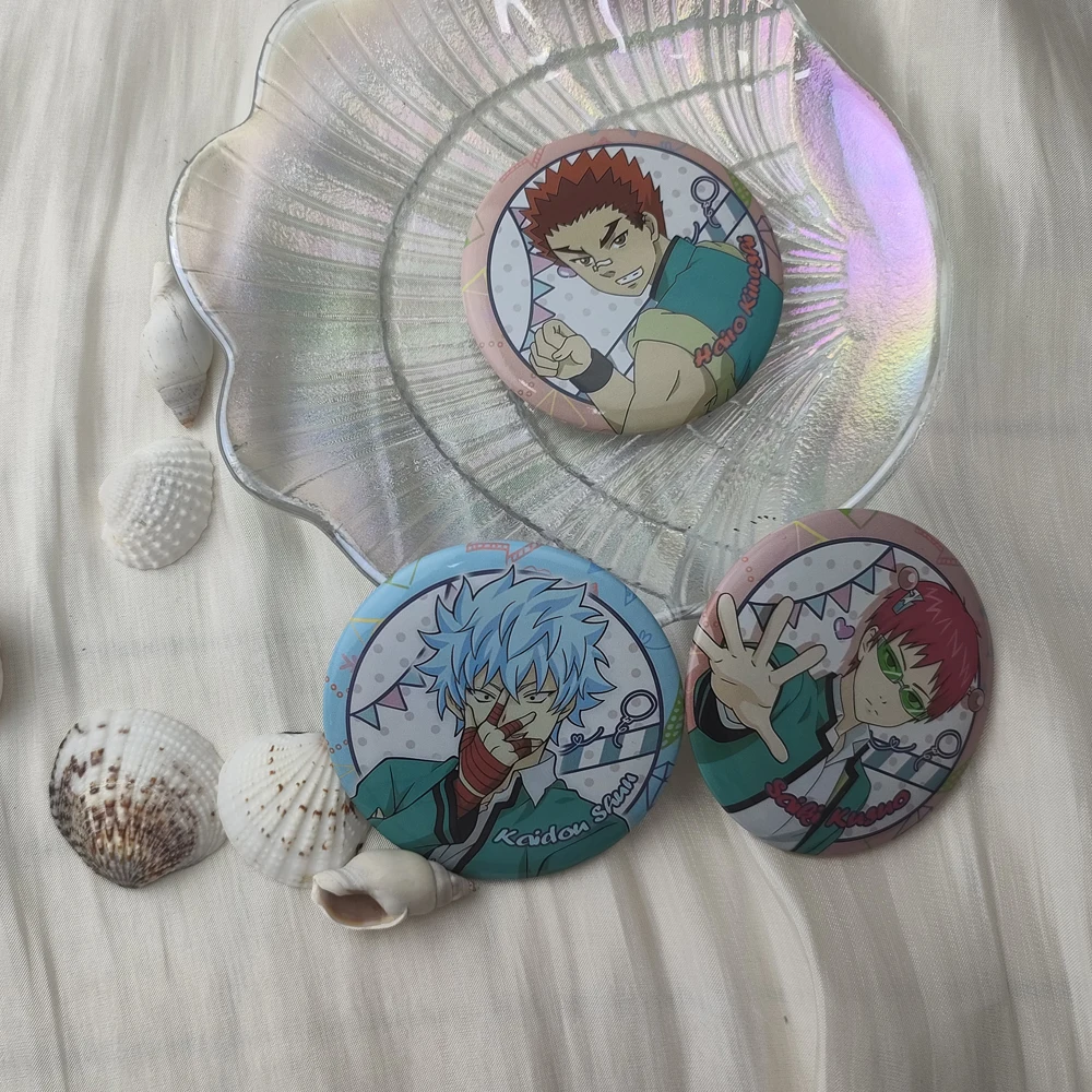 Anime The Disastrous Life of Saiki K Saiki Kusuo Teruhashi Kokomi Cosplay COSTUME Badge Pin SPTE Tinplate Brooch Prop Gift