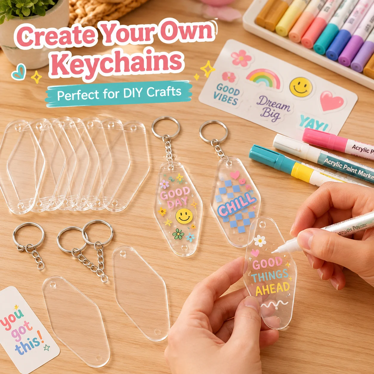 30sets Keychain Key Tag Blank Acrylic DIY Identification Label Key Ring for Gym Hotel Sauna Hanging Tag Keychain Blanks