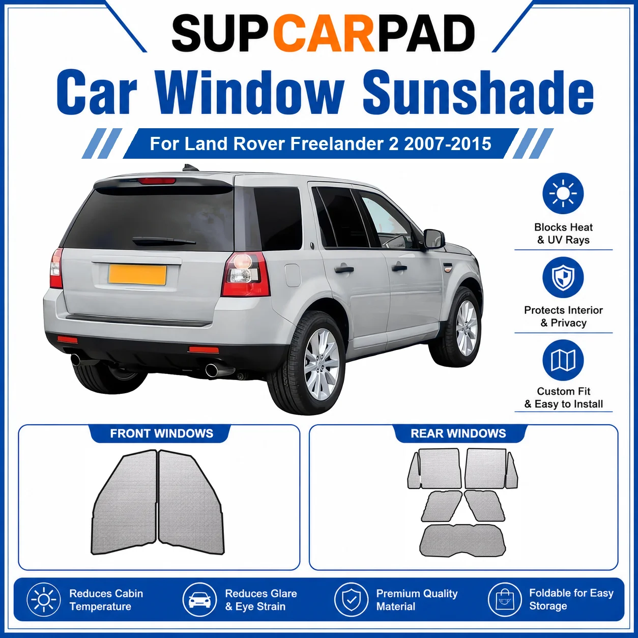 For Land Rover - Land Rover Freelander 2 2007-2015 Full Set Car Window Sunshades UV Block Privacy Heat Insulated Foldable Car Cu