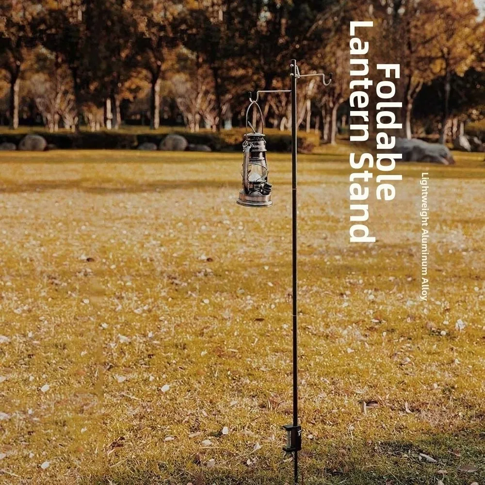 

Алюминиевая складная подставка для кемпинговой лампы, регулируемая, черная, из полиэстера, с высокой несущей способностью, портативный держатель для фонаря