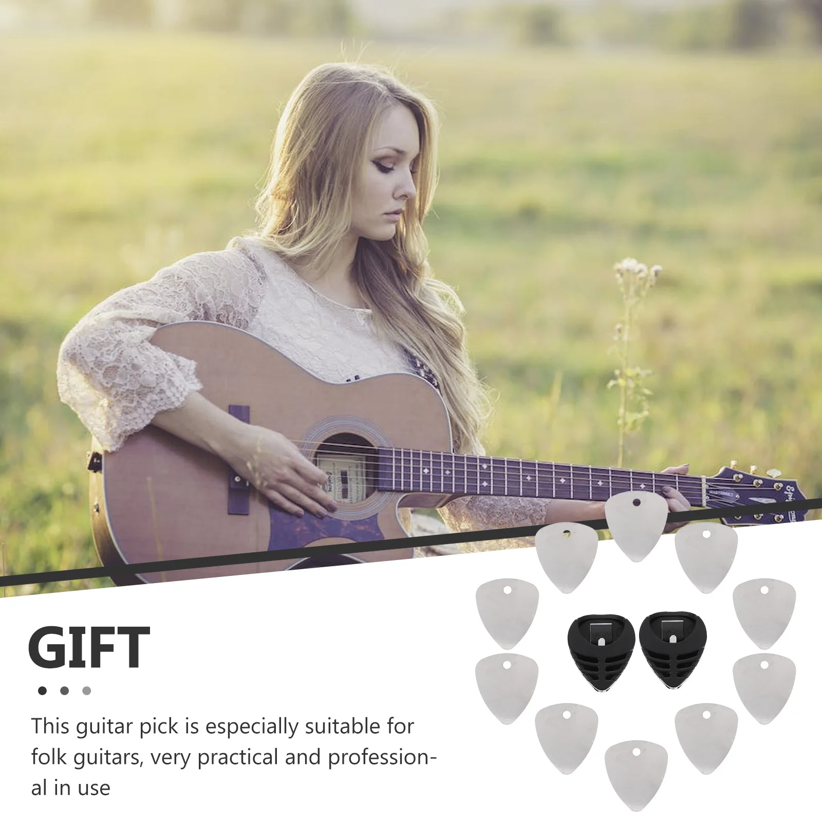 

1set Stainless Steel Guitar Picks Set Durable ABS Material Thumb Plectrums For Folk Electric Guitars Stringed Instrument Parts