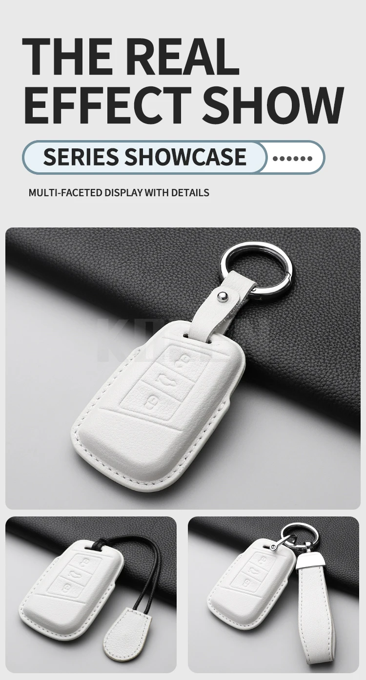Leder Auto Schlüssel etui Abdeckung Shell Fob für VW Volkswagen Passat B8 Magotan für Skoda hervorragende A7 Kodiaq Sitz geschützte Schlüssel bund Tasche – Detail 7